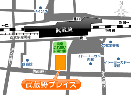 武蔵野プレイスの周辺マップ